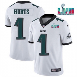 Men Women Youth Toddler Philadelphia Eagles 1 Jalen Hurts White Super Bowl LVII Patch Vapor Untouchable Limited Stitched Jersey