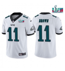 Men Women Youth Toddler Philadelphia Eagles 11 A J  Brown White Super Bowl LVII Patch Vapor Untouchable Limited Stitched Jersey