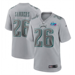 Men Women Youth Toddler Philadelphia Eagles 26 Miles Sanders Grey Super Bowl LVII Patch Atmosphere Fashion Stitched Game Jersey