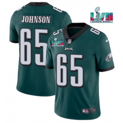 Men Women Youth Toddler Philadelphia Eagles 65 Lane Johnson Green Super Bowl LVII Patch Vapor Untouchable Limited Stitched Jersey