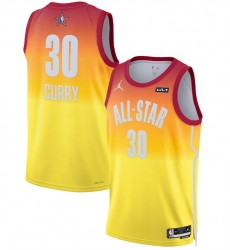 Men 2023 All Star 30 Stephen Curry Orange Game Swingman Stitched Basketball Jersey