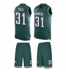 Men's Nike Philadelphia Eagles #31 Jalen Mills Limited Midnight Green Tank Top Suit NFL Jersey