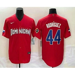 Men's Dominican Republic Baseball #44 Julio Rodriguez 2023 Red World Classic Stitched Jersey