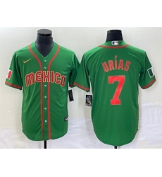 Men Mexico Baseball 7 Julio Urias 2023 Green World Baseball With Patch Classic Stitched Jersey  3