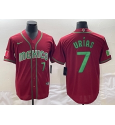 Men Mexico Baseball 7 Julio Urias 2023 Red World Baseball Classic Stitched JerseyS