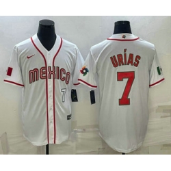 Men Mexico Baseball #7 Julio Urias Number 2023 White World Baseball Classic Stitched Jerseys 3