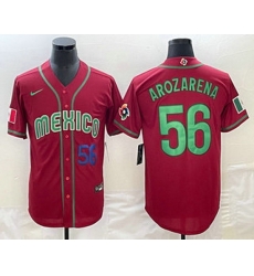 Mens Mexico Baseball #56 Randy Arozarena Number 2023 Red World Classic Stitched Jersey