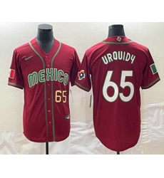 Men's Mexico Baseball #65 Giovanny Gallegos Number 2023 Red World Classic Stitched Jersey