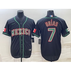 Men's Mexico Baseball #7 Julio Urias 2023 Black World Baseball Classic Stitched Jerseys 4