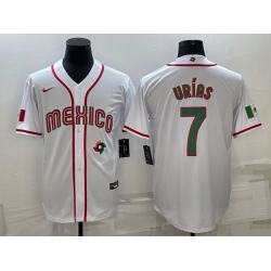 Men's Mexico Baseball #7 Julio Urias 2023 White World Baseball Classic Stitched Jerseys IX