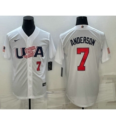 Mens USA Baseball #7 Tim Anderson Number 2023 White World Baseball Classic Stitched Jersey