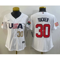 Womens USA Baseball #30 Kyle Tucker Number 2023 White World Classic Stitched Jersey