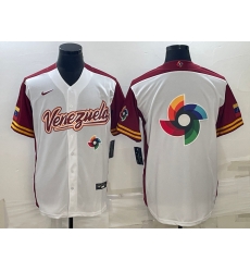 Men Venezuela Baseball 2023 White World Baseball Big Logo With Patch Classic Stitched Jersey