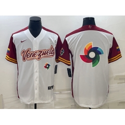 Men Venezuela Baseball 2023 White World Baseball Big Logo With Patch Classic Stitched Jersey