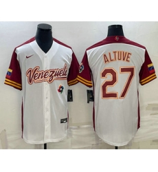 Men Venezuela Baseball #27 Jose Altuve 2023 White World Baseball Classic Stitched Jersey