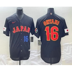 Men's Japan Baseball #16 Shohei Ohtani Number 2023 Black World Classic Stitched Jersey1