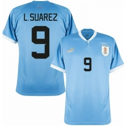 Men Uruguay #9 Luis Suarez Soccer 2024 Jersey Blue III