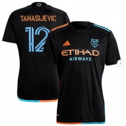 Men's New York City FC Strahinja Tanasijevic adidas Black 2024 24 7 Kit Replica Player Jersey