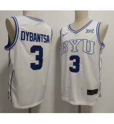 Men BYU Cougars Nike #3 AJ Dybantsa White Sttiched Basketball Jersey