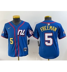 Youth National League 5 Freddie Freeman Blue 2025 All Star Edition Limited Stitched Baseball Jersey