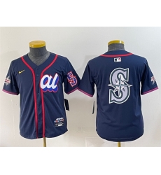 Women American League Seattle Mariners Team Big Logo Navy 2025 All Star Edition Limited Stitched Baseball Jersey  2