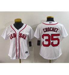Women Boston Red Sox 35 Garrett Crochet White Cool Base Stitched Baseball Jersey 