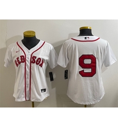 Women Boston Red Sox 9 Ted Williams White Cool Base Stitched Baseball Jersey 