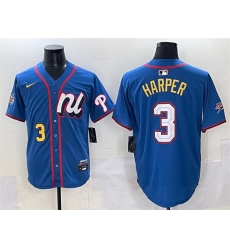 Men National League 3 Bryce Harper Blue 2025 All Star Edition Limited Stitched Baseball Jersey