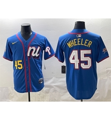 Men National League 45 Zack Wheeler Blue 2025 All Star Edition Limited Stitched Baseball Jersey