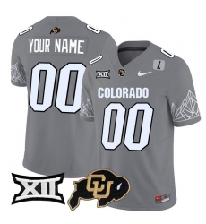 Men Women Youth Colorado Buffaloes Gray Vapor Limited Custom Jersey V2 Big 12 XII Patch All Stitched Dark Gray Patch