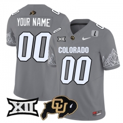 Men Women Youth Colorado Buffaloes Gray Vapor Limited Custom Jersey V2 Big 12 XII Patch All Stitched Dark Gray Patch