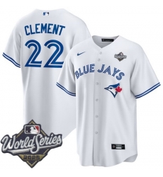 Men Toronto Blue Jays 22 Ernie Clement White Home Cool Base Stitched Baseball Jersey