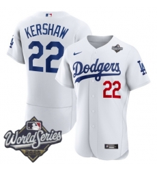 Men Los Angeles Dodgers 22 Clayton Kershaw 2025 World Series Cool Base Stitched Baseball Jersey White