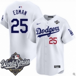 Men Los Angeles Dodgers 25 Tommy Edman 2025 World Series Cool Base Stitched Baseball Jersey White