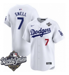 Men Los Angeles Dodgers 7 Blake Snell 2025 World Series Cool Base Stitched Baseball Jersey White