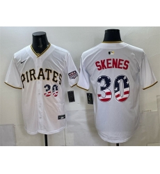 Men Pittsburgh Pirates 30 Paul Skenes White USA 250 Fourth of July Stitched Baseball Jersey Men Pittsburgh Pirates 30 Paul Skenes White USA 250 Fourth of July Stitched Baseball Jersey
