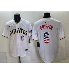Men Pittsburgh Pirates 6 Konnor Griffin White USA 250 Fourth of July Stitched Baseball Jersey Men Pittsburgh Pirates 6 Konnor Griffin White USA 250 Fourth of July Stitched Baseball Jersey
