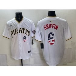 Men Pittsburgh Pirates  6 Konnor Griffin White USA 250 Fourth of July Stitched Baseball Jersey
