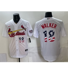 Men St  Louis Cardinals  18 Jordan Walker White USA 250 Fourth of July Stitched Baseball Jersey
