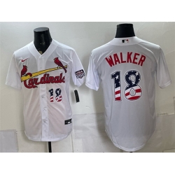 Men St  Louis Cardinals  18 Jordan Walker White USA 250 Fourth of July Stitched Baseball Jersey