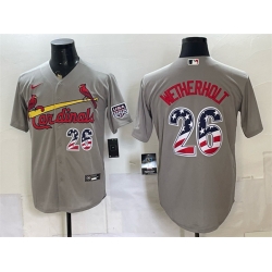 Men St  Louis Cardinals  26 JJ Wetherholt Grey USA 250 Fourth of July Stitched Baseball Jersey