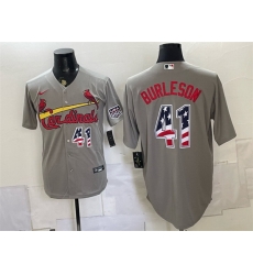 Men St Louis Cardinals 41 Alec Burleson Grey USA 250 Fourth of July Stitched Baseball Jersey Men St Louis Cardinals 41 Alec Burleson Grey USA 250 Fourth of July Stitched Baseball Jersey