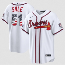 Men Atlanta Braves  51 Chris Sale White 2026 All Star Edition Stars   Stripes Stadium Pick A Player Stitched Baseball Jersey