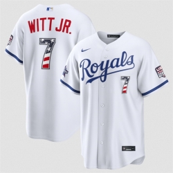 Men Kansas City Royals  7 Bobby Witt Jr  White 2026 All Star Edition Stars   Stripes Stadium Pick A Player Stitched Baseball Jersey