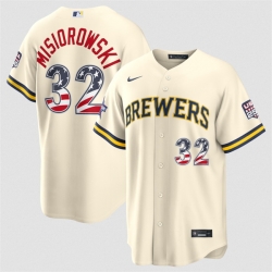 Men Milwaukee Brewers  32 Jacob Misiorowski Cream 2026 All Star Edition Stars   Stripes Stadium Pick A Player Stitched Baseball Jersey